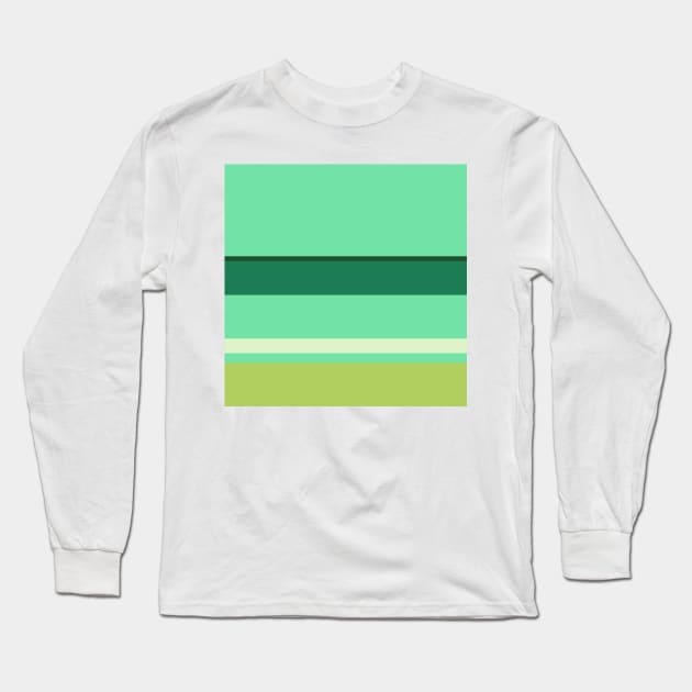 A rare customization of Salem, Seafoam Blue, Very Light Green, Cal Poly Pomona Green and June Bud stripes. Long Sleeve T-Shirt by Sociable Stripes